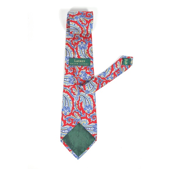 Lauren Ralph Lauren LRL Red Blue Paisley Silk Tie - Picture 2 of 5